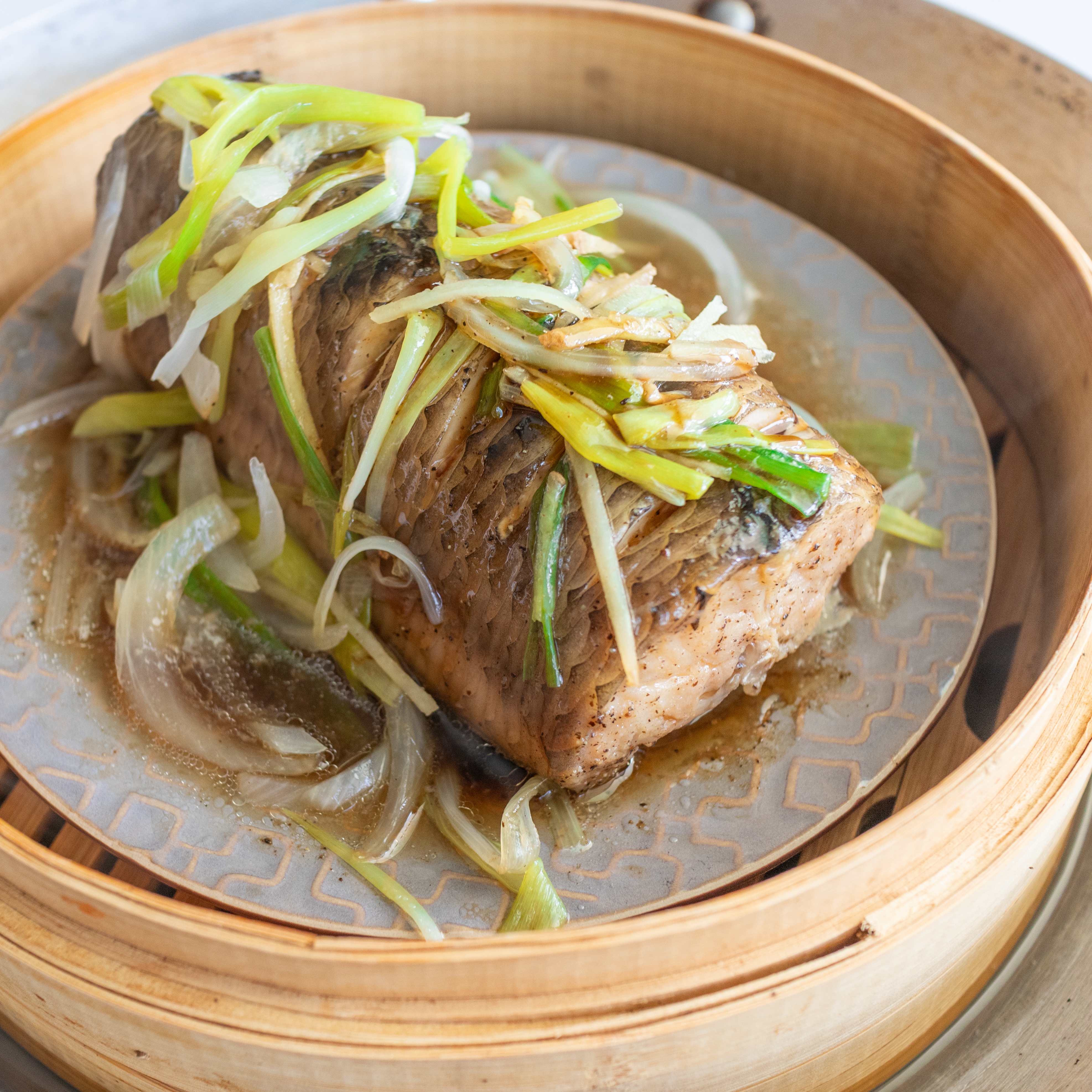 Steamed Fish with Scallions, Ginger and Soy (Ca Hap Gung Hanh)