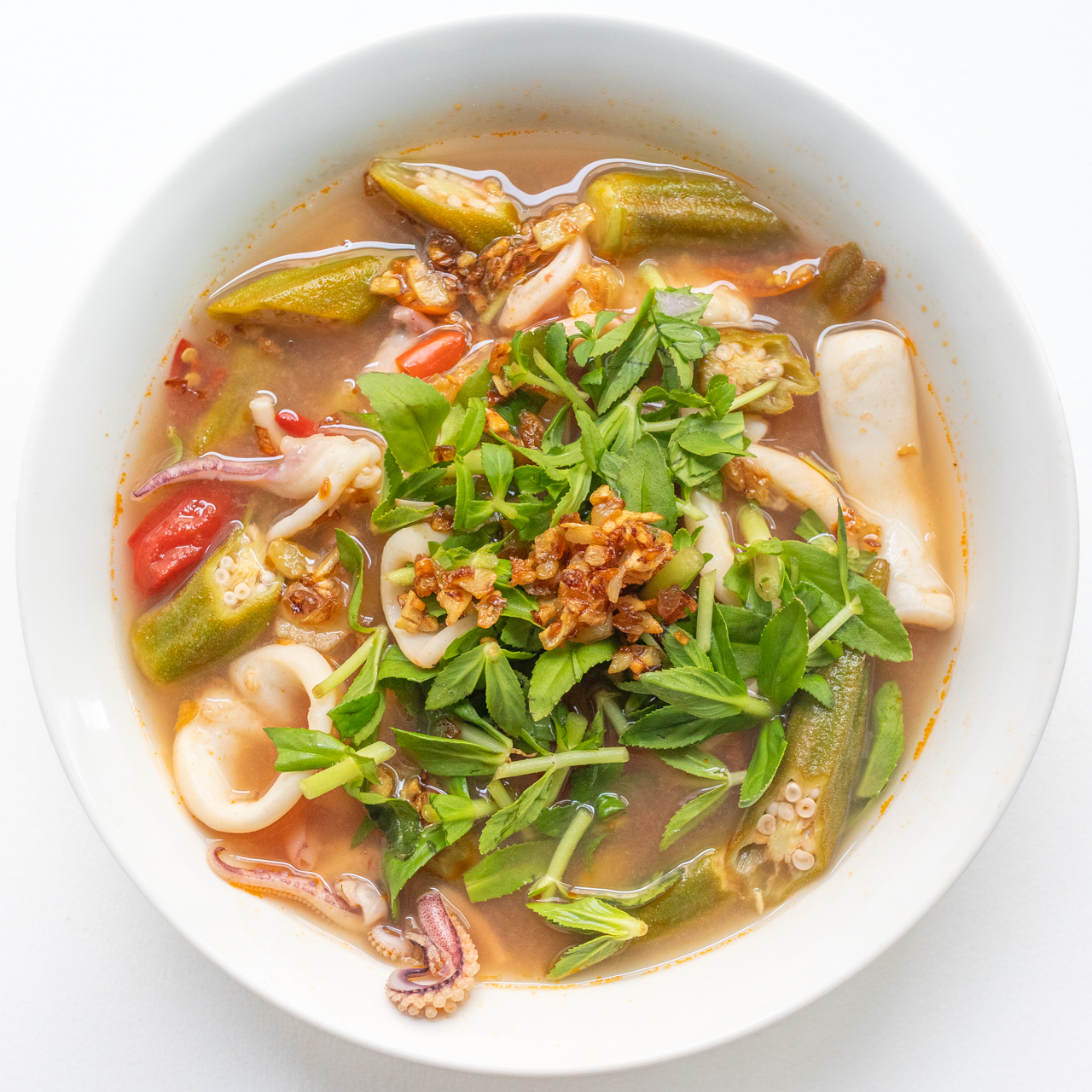 Vietnamese Sour Seafood Soup with Squid (Canh Chua Mực / Hải Sản)
