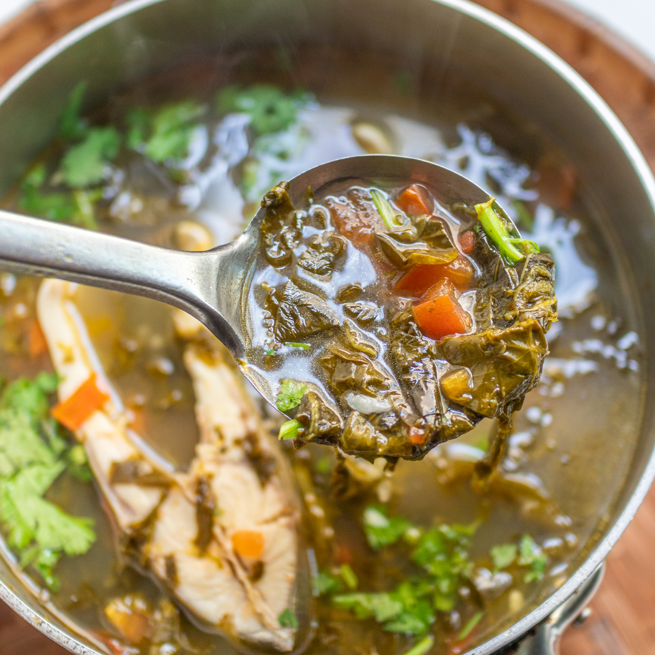 Vietnamese Sour Fish Soup with River Leaf (Canh Chua Lá Giang)