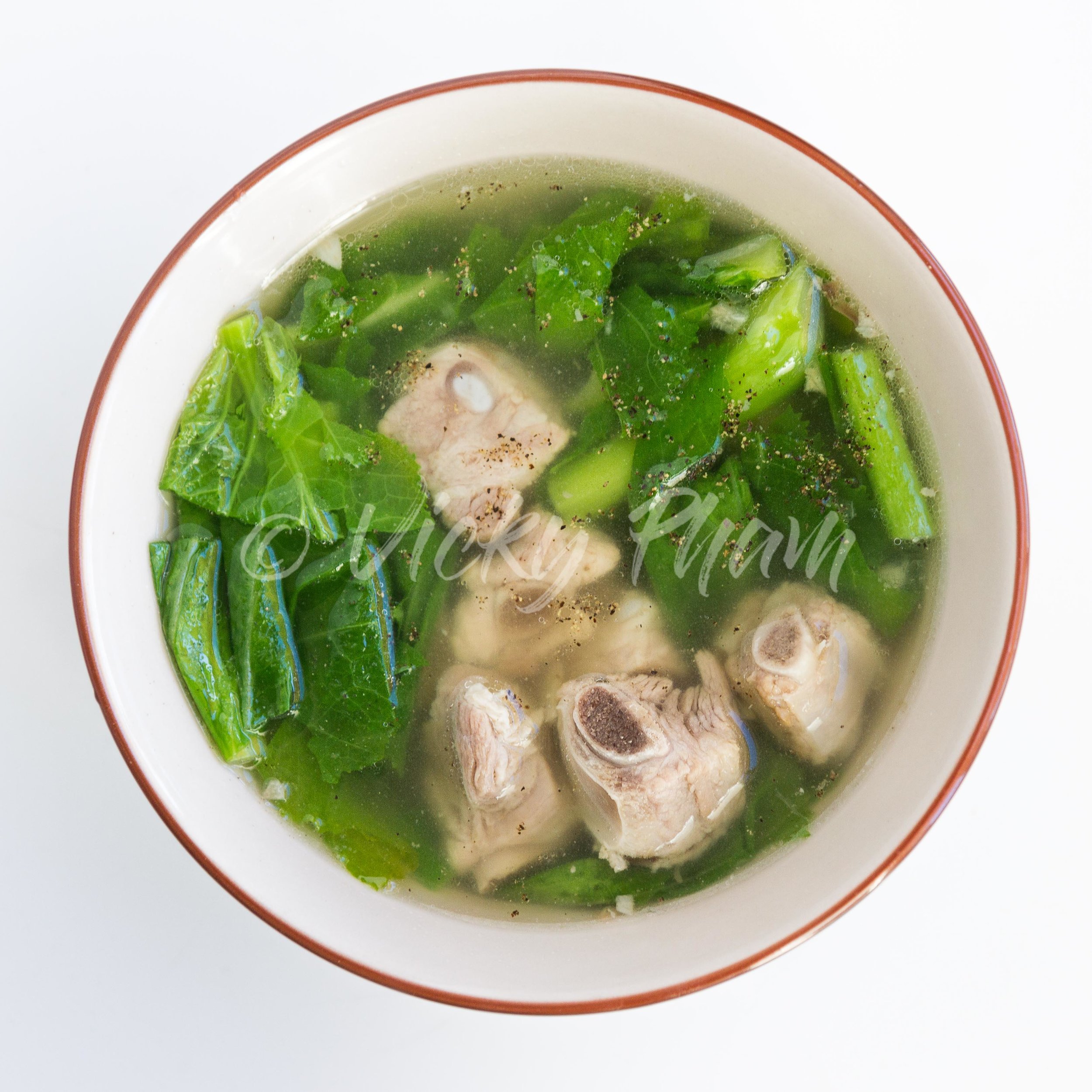Vietnamese Mustard Green Soup with Pork Spare Ribs (Canh Cai Be Xanh Nau Suon Heo)