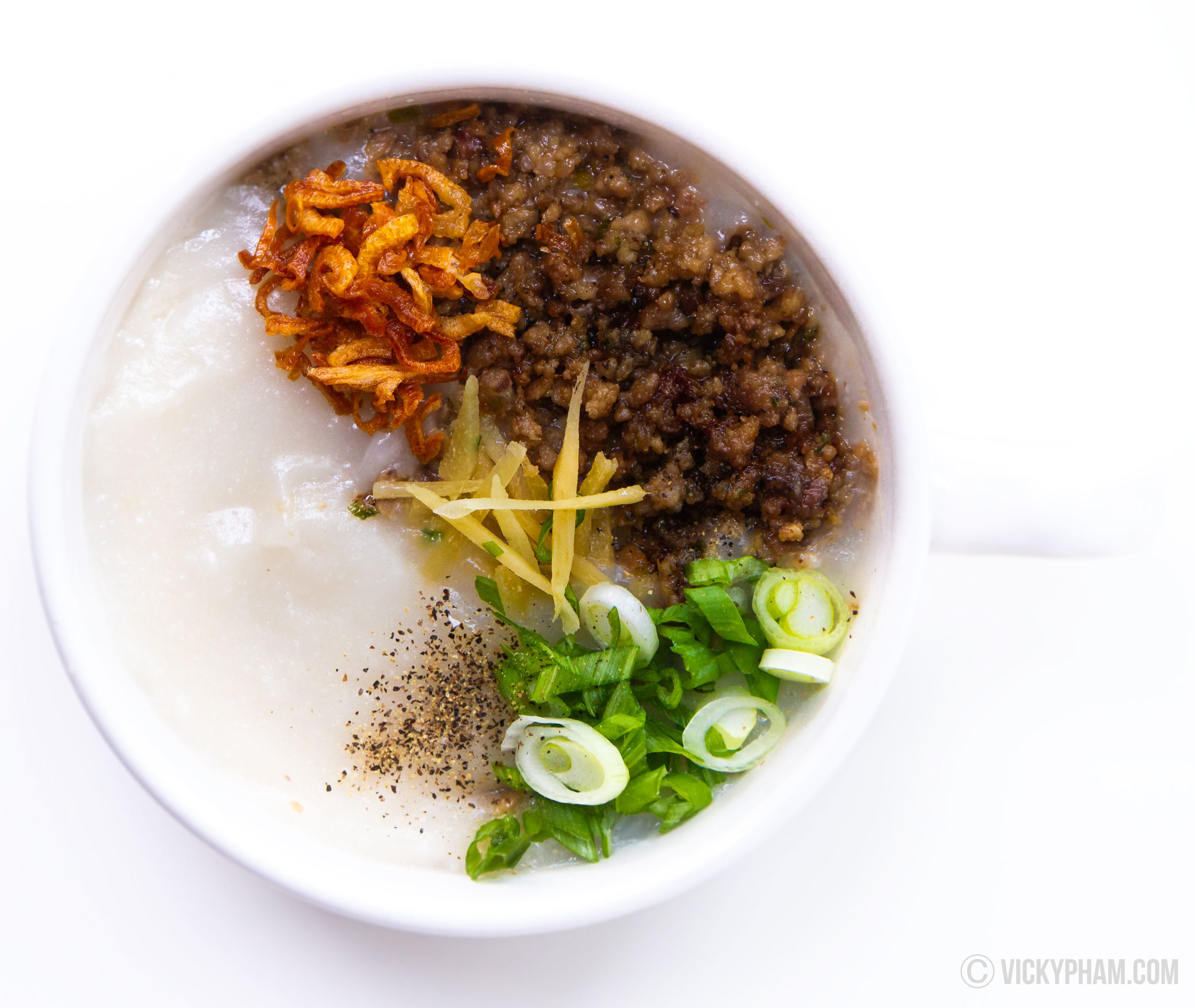 Vietnamese Rice Porridge with Ground Pork (Chao Suon Thit Bam)