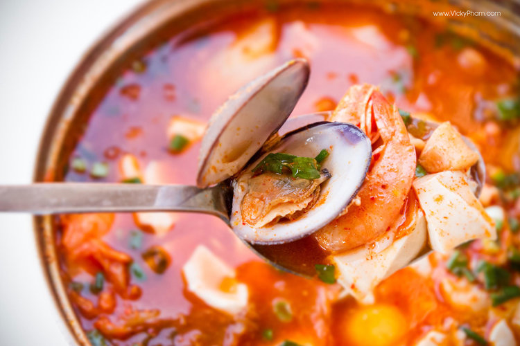 Korean Seafood Soft Tofu Stew (Haemul Sundubu Jjigae)