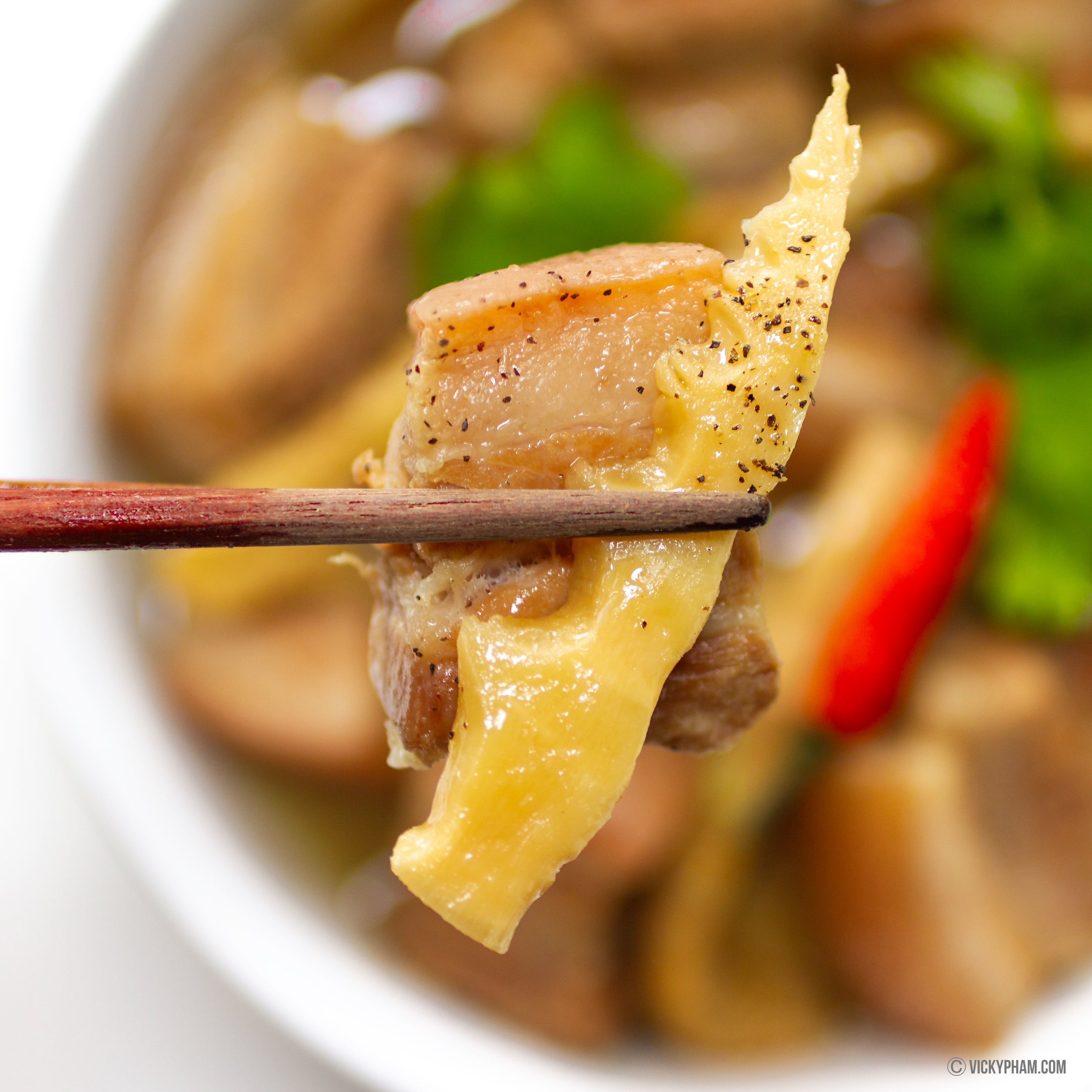 Vietnamese Caramelized Pork Belly with Young Bamboo Shoots (Thit Ba Chi Kho Mang Tuoi)