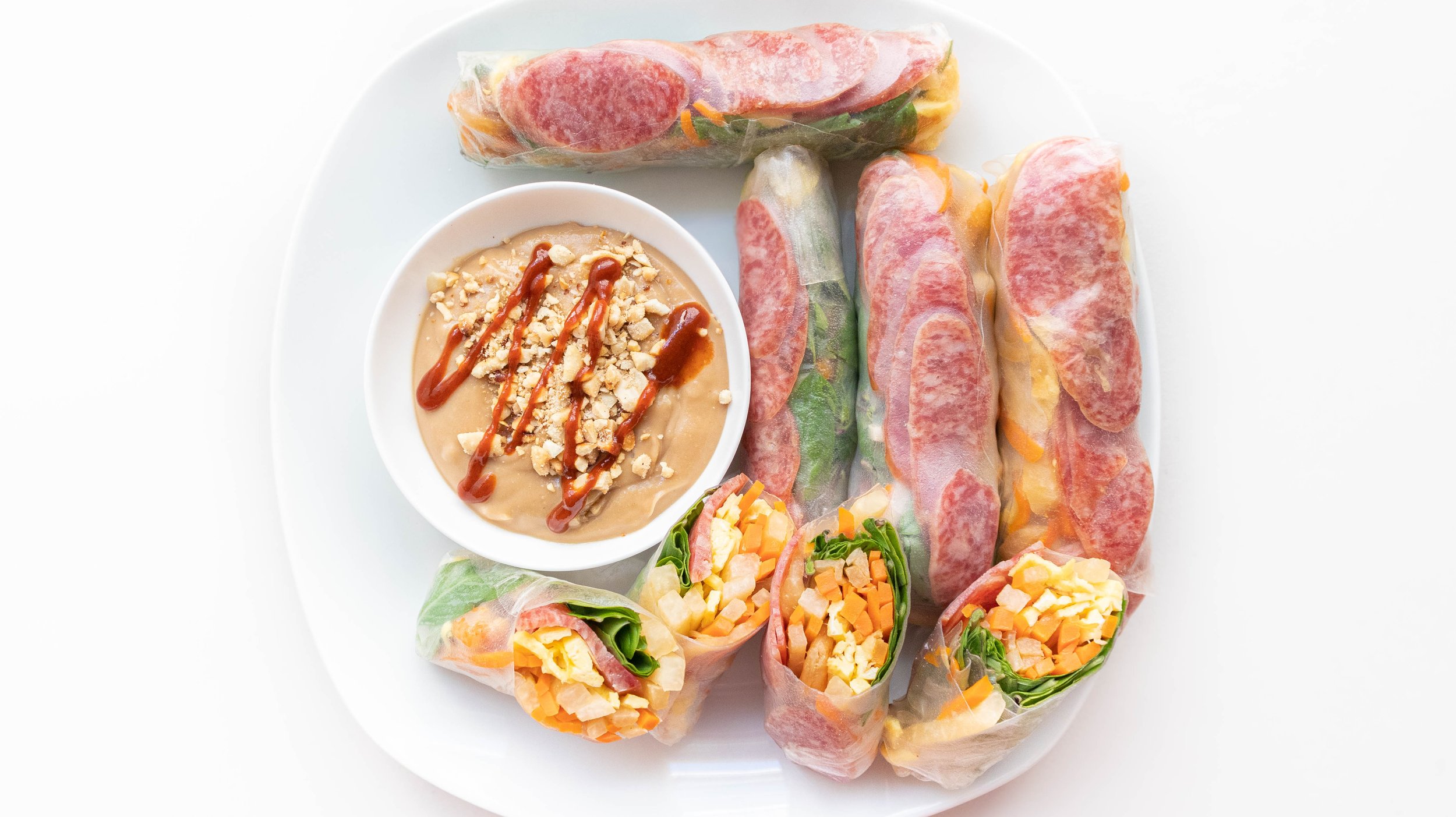 Vietnamese Jicama, Carrot, Egg & Chinese Sausage Spring Rolls (Bo Bia)