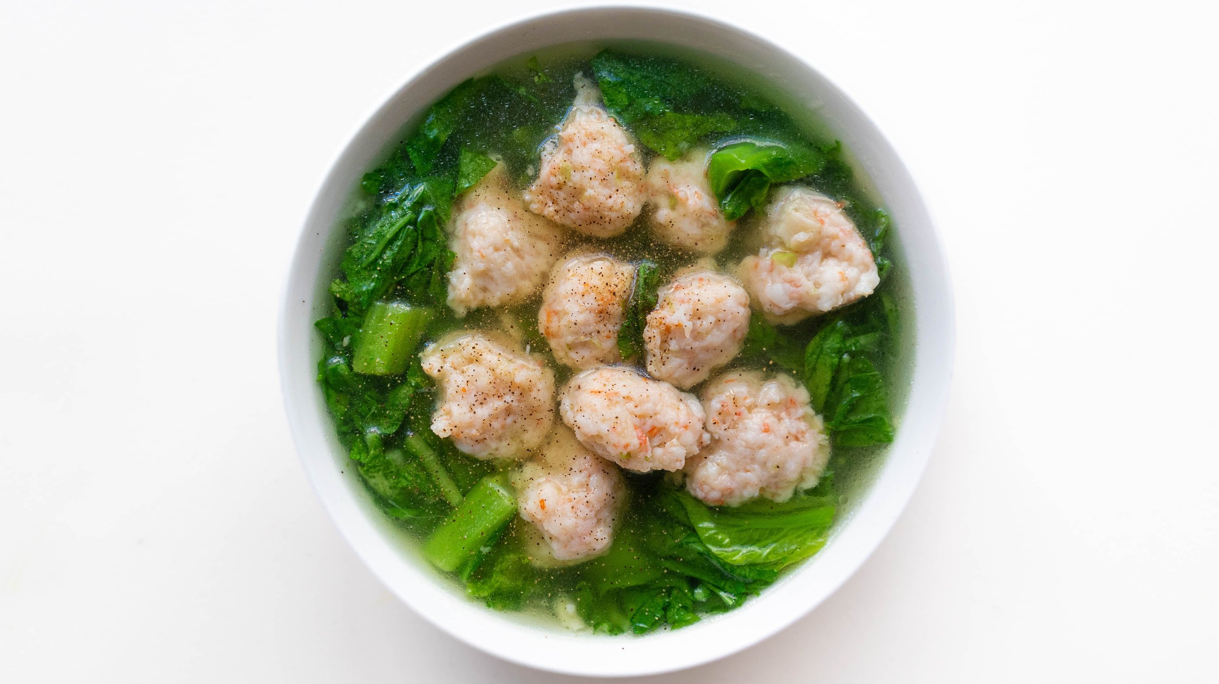 Vietnamese Mustard Green Soup with Shrimp Balls (Canh Cai Be Xanh Nau Tom Bam)