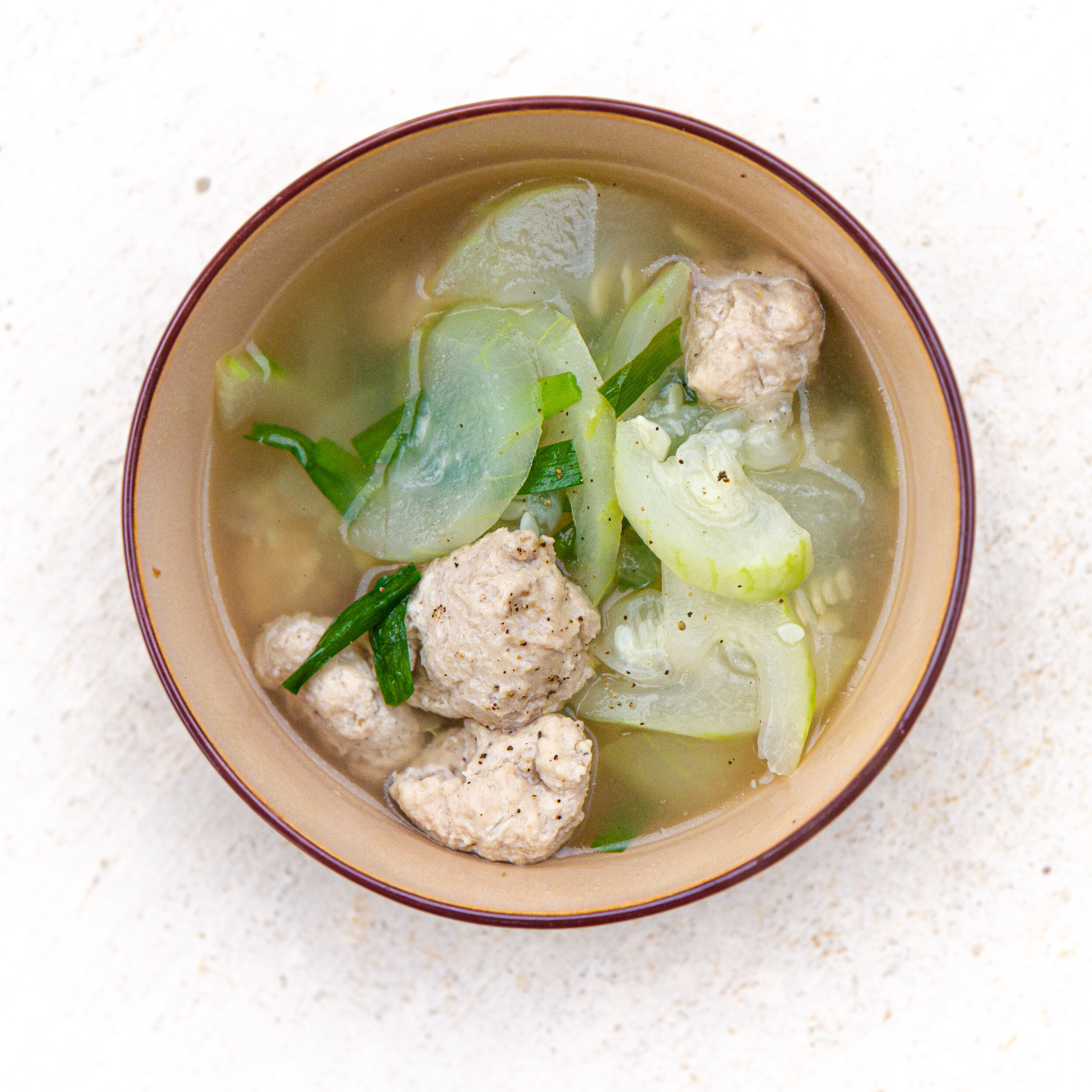 Vietnamese Pork Meatballs Soup with Winter Melon (Canh Mọc Nấu Bí Đao)