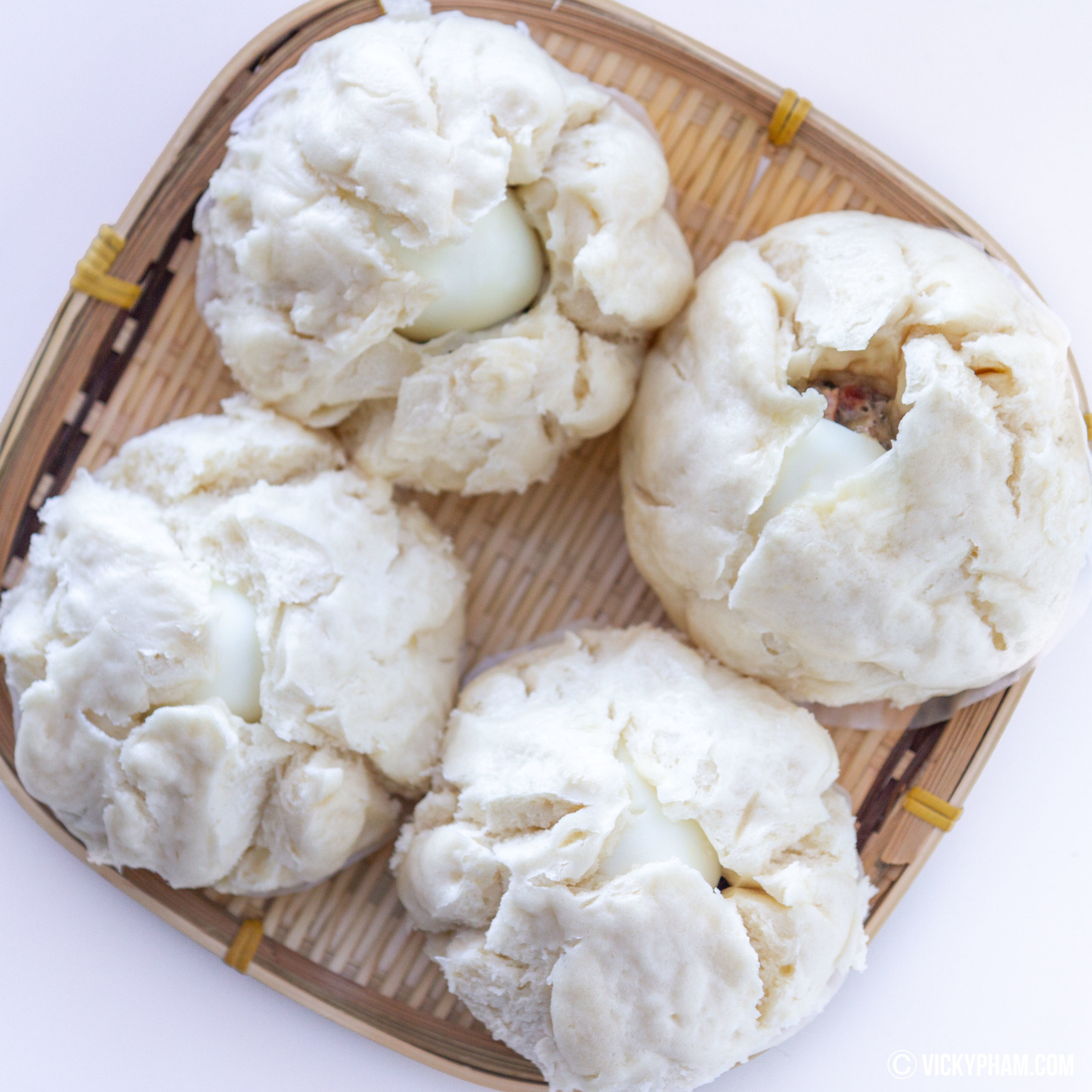 Vietnamese Steamed Pork Buns with Dough from Scratch (Banh Bao)