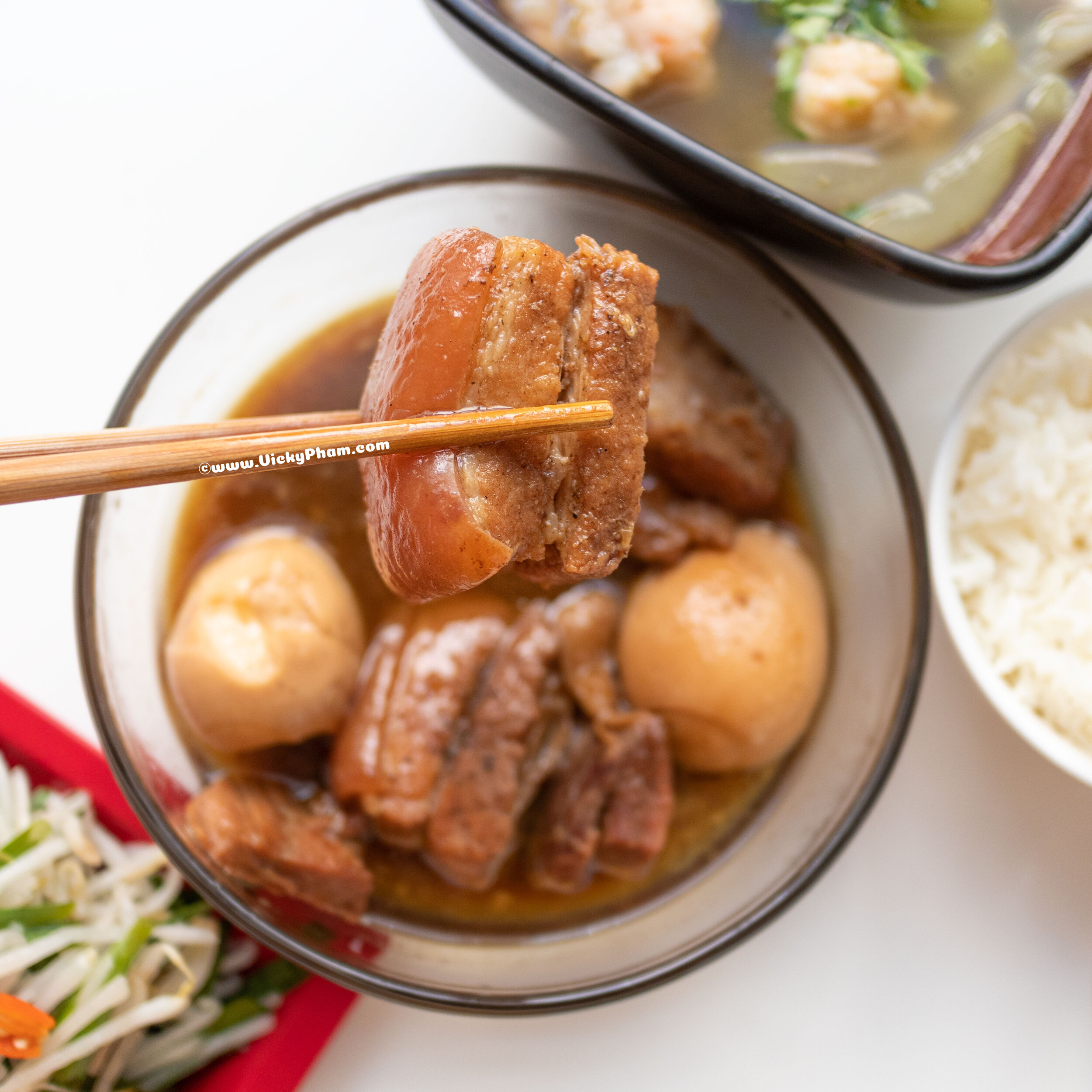 Vietnamese Braised Pork Belly & Eggs with Coca Cola / Coke Soda (Thịt Kho Tàu Coca Cola)