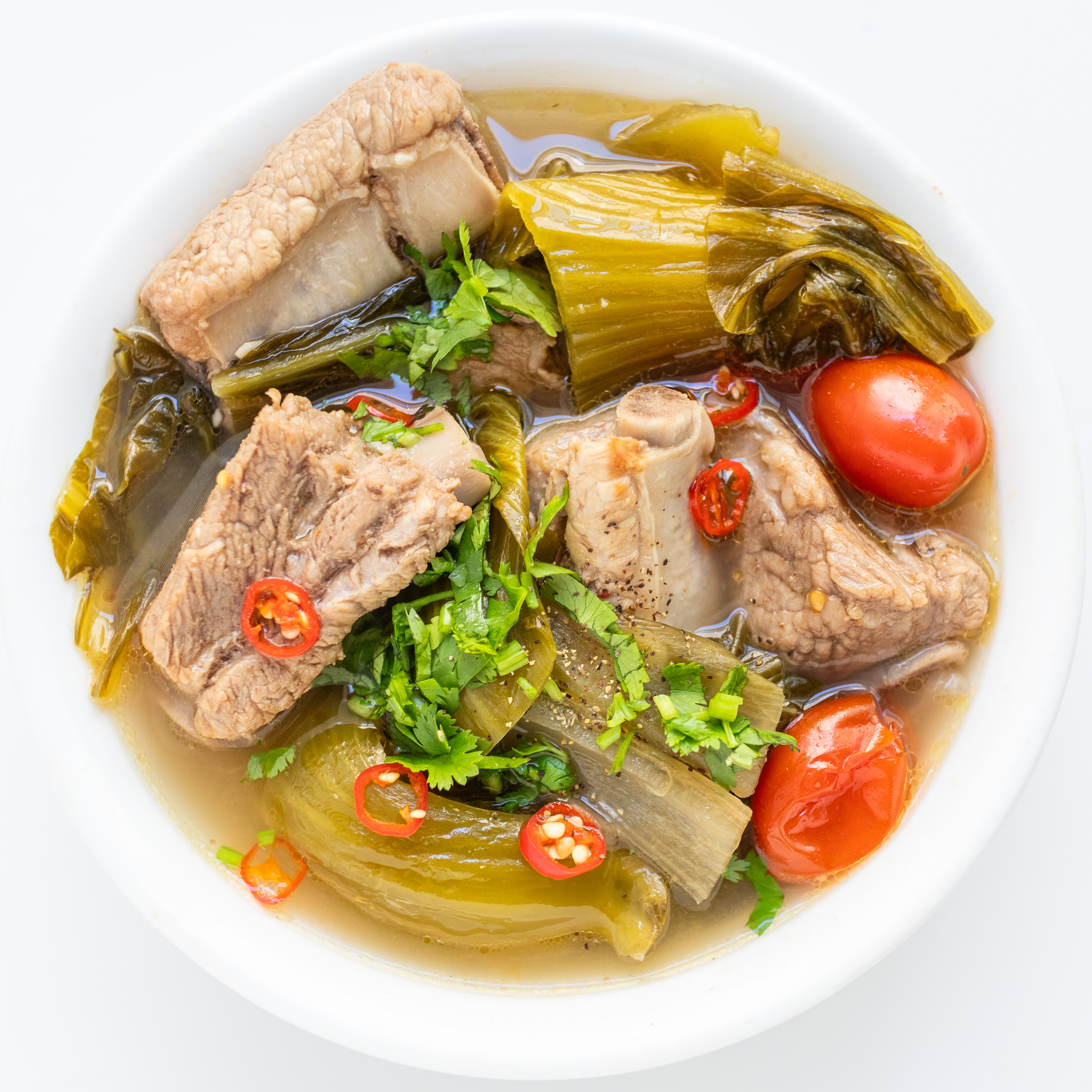 Vietnamese Pickled Mustard Greens & Pork Rib Soup (Canh Cải Chua Sườn)