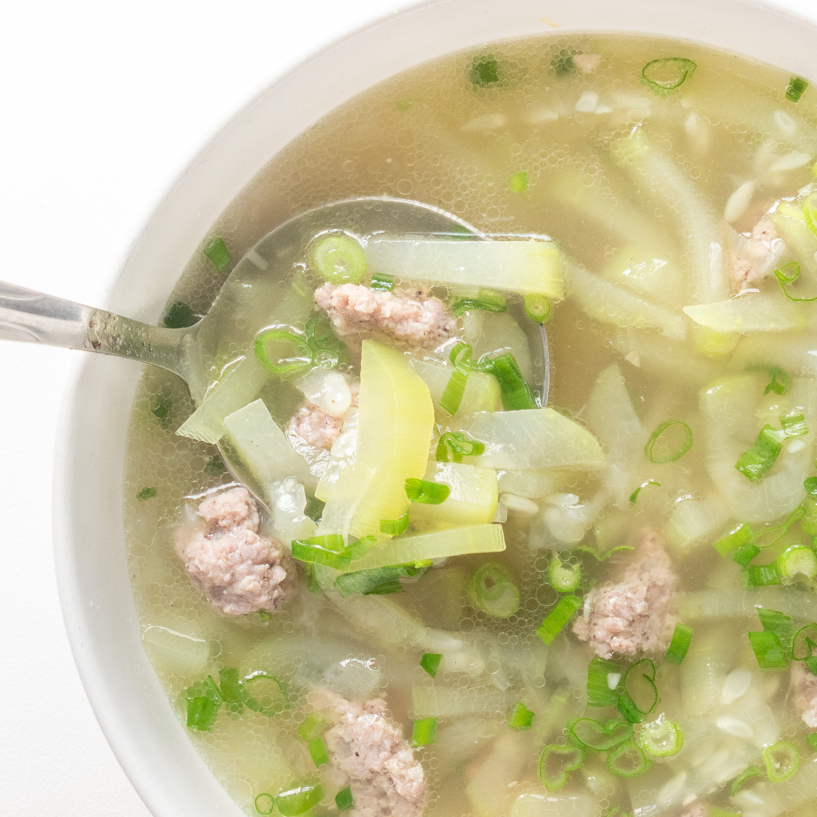 Vietnamese Opo Squash & Pork Meatball Soup (Canh Bầu Thịt Viên)