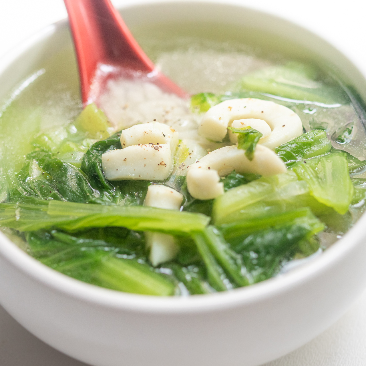 Vietnamese Mustard Green Soup with Calamari (Canh Cai Be Xanh Muc)