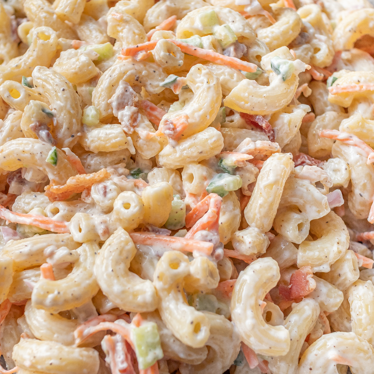 Hawaiian Macaroni Salad with Bacon