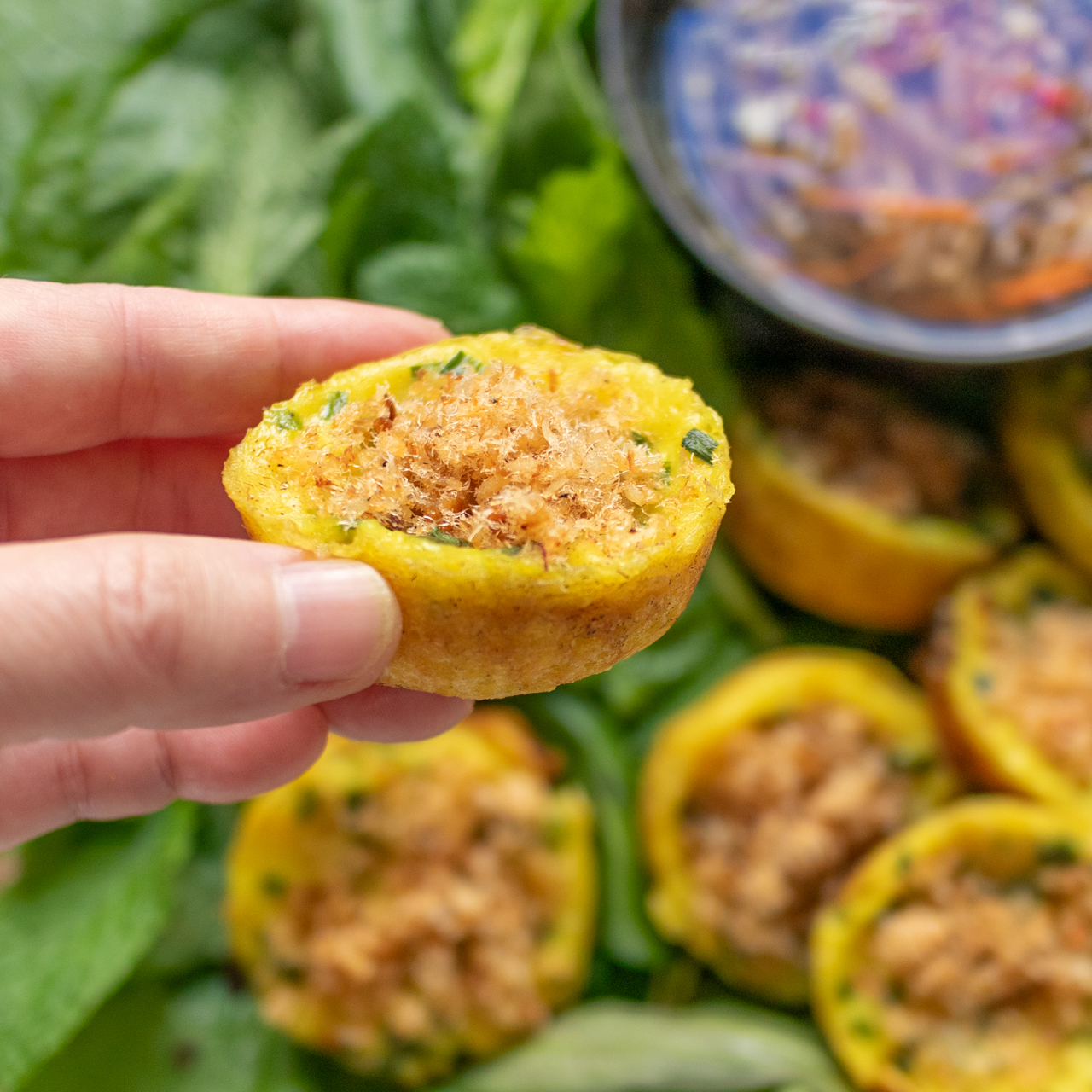 Bánh Khọt Chà Bông (Vietnamese Mini Savory Pancakes with Meat Floss)